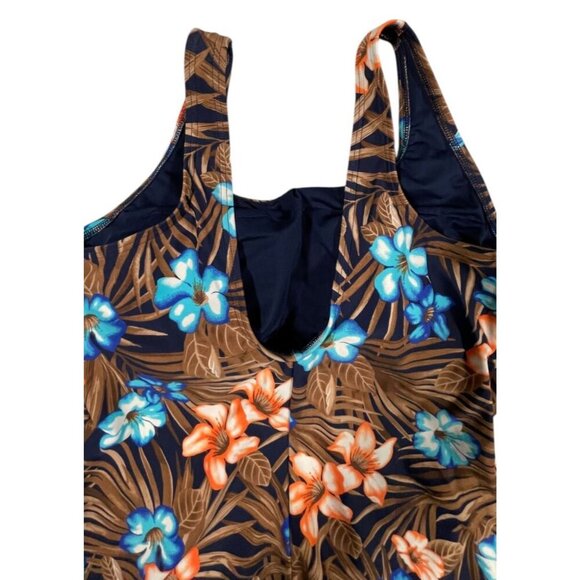 Lands’ End Mastectomy Tugless Tank Swimsuit Tropical Floral Size 10 - Picture 5 of 6